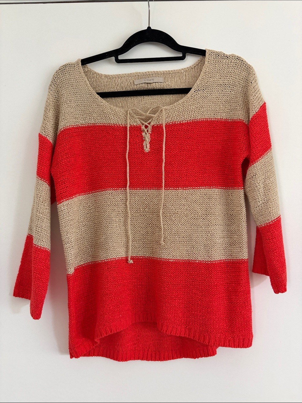 LOFT Lace-Up Knit Sweater